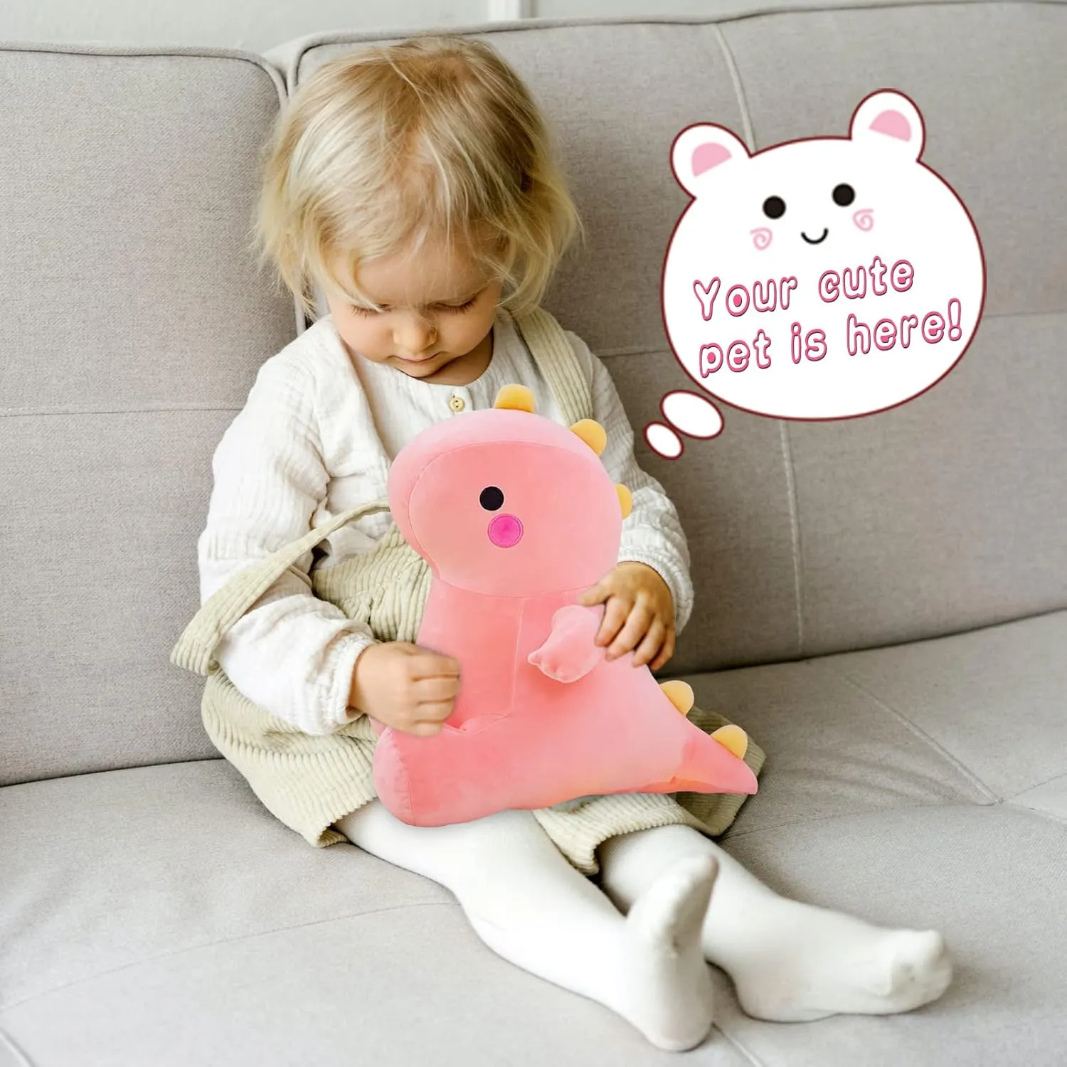 Cute Dinosaur Plush Toys, Fat Dinosaur Stuffed Animals Toys Dolls, Dinosaur Plush Toy Soft Stuffed Animal Dino Plushies Doll Cute Birthday Gifts for Kids Girls Boys (Pink,19in)