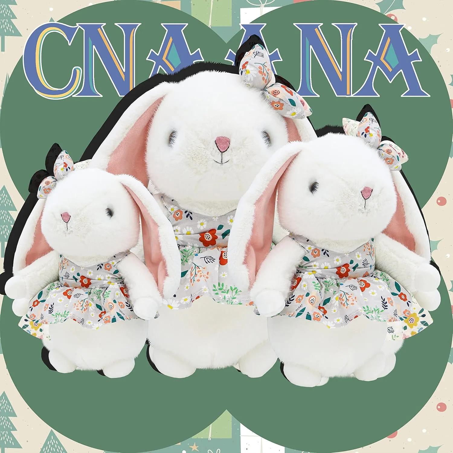 Cute Field Rabbit Stuffed Animals, Standing Lop Eared Rabbit, Cute Bunny in a Floral Dress a Gift for Boys and Girls