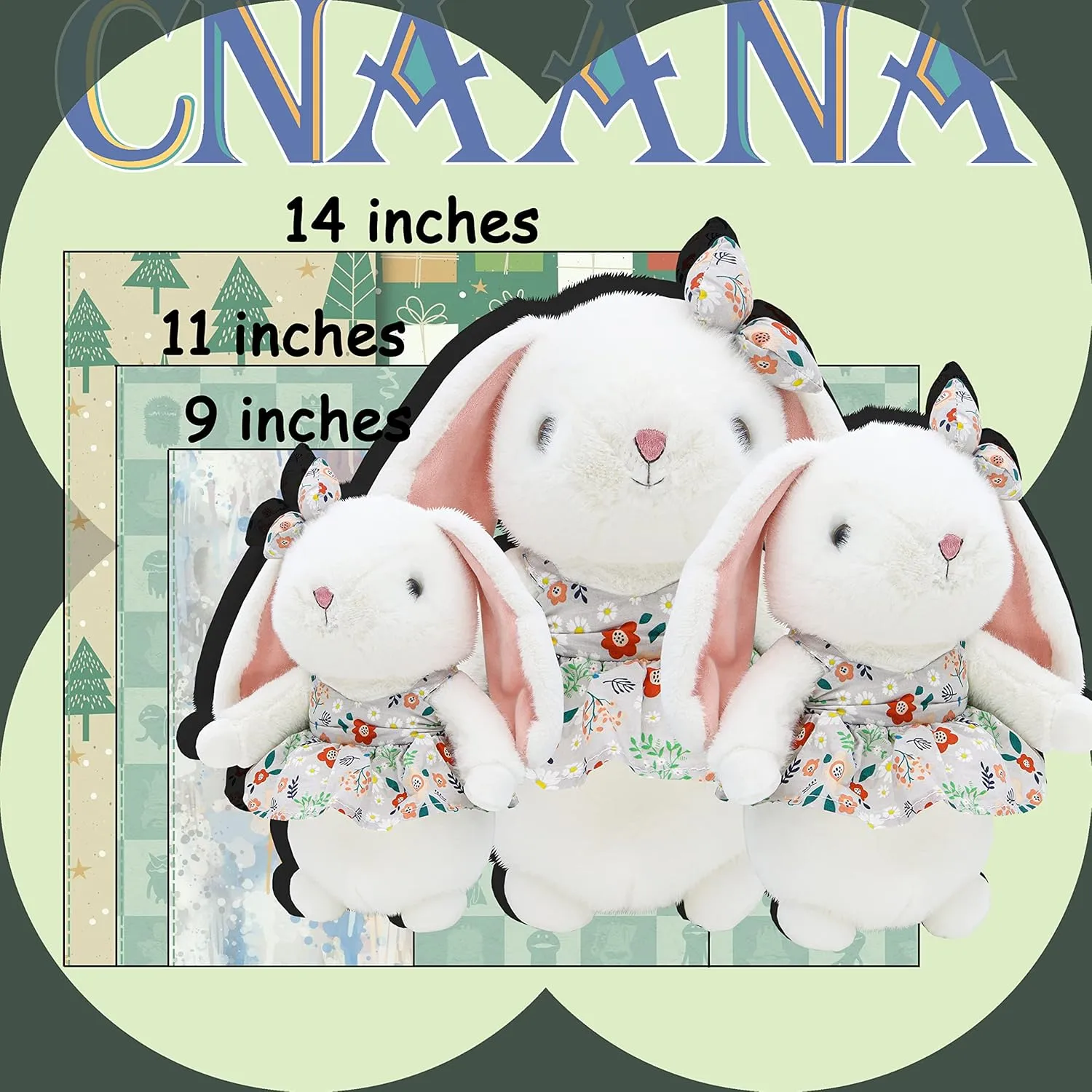 Cute Field Rabbit Stuffed Animals, Standing Lop Eared Rabbit, Cute Bunny in a Floral Dress a Gift for Boys and Girls