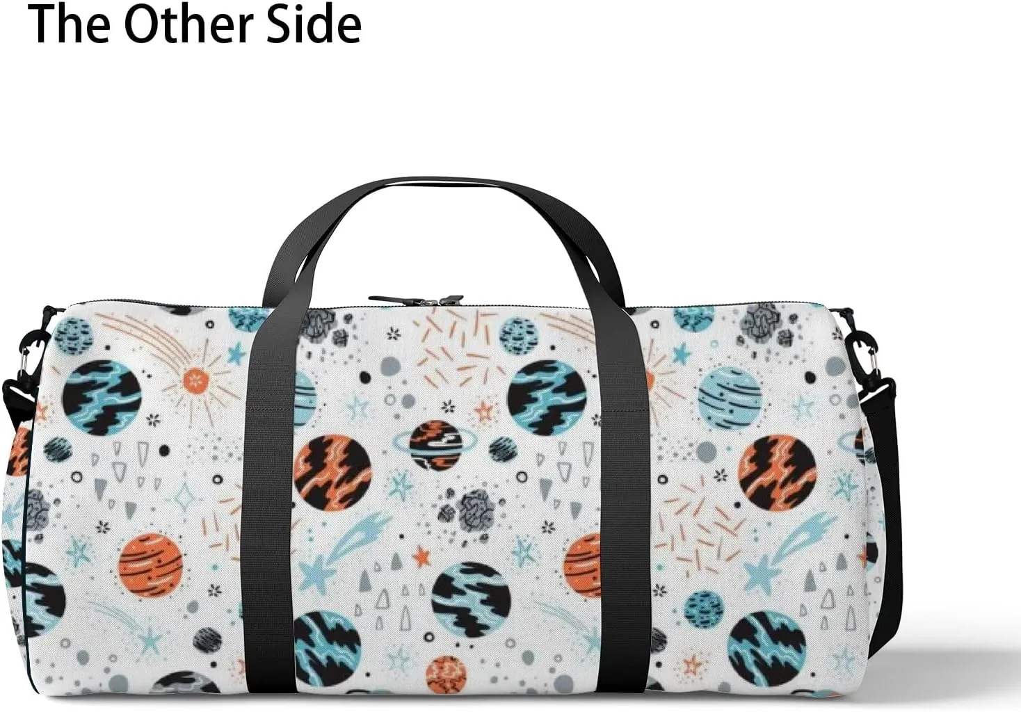 Cute Space Cartoon Colorful Planets Stars Sports Bag Tote Bag Waterproof Gym Bag with Shoulder Strap Zipper 2 Side Pockets for Men and Women, Travel and Storage Shoulder Bag.