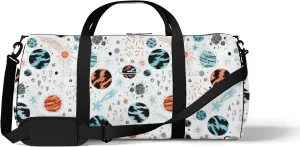 Cute Space Cartoon Colorful Planets Stars Sports Bag Tote Bag Waterproof Gym Bag with Shoulder Strap Zipper 2 Side Pockets for Men and Women, Travel and Storage Shoulder Bag.