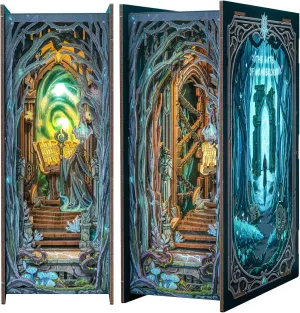 Cutefun Book Nook Kit, DIY Miniature Dollhouse Kit for Adults and Teens, 3D Wooden Puzzle Bookends, Bookshelf Insert Decor w/LED Light Dust Cover, Christmas Birthday Gifts (The Gate of Wonderland)
