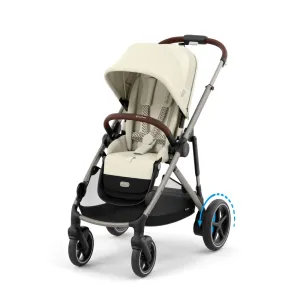 Cybex e-Gazelle S Electronic Assist Stroller – Gazelle S Single-to-Double Electric Stroller, Smart Assist, Rocking Mode, 20  Configurations & Compact Fold, Seashell Beige with Taupe Frame