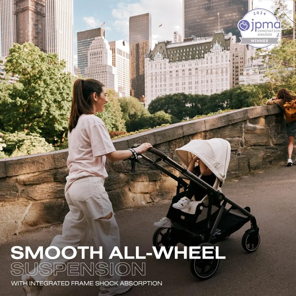 Cybex e-Gazelle S Electronic Assist Stroller – Gazelle S Single-to-Double Electric Stroller, Smart Assist, Rocking Mode, 20  Configurations & Compact Fold, Stormy Blue with Taupe Frame