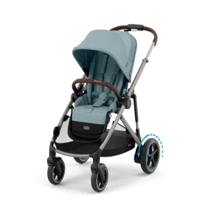 Cybex e-Gazelle S Electronic Assist Stroller – Gazelle S Single-to-Double Electric Stroller, Smart Assist, Rocking Mode, 20  Configurations & Compact Fold, Stormy Blue with Taupe Frame