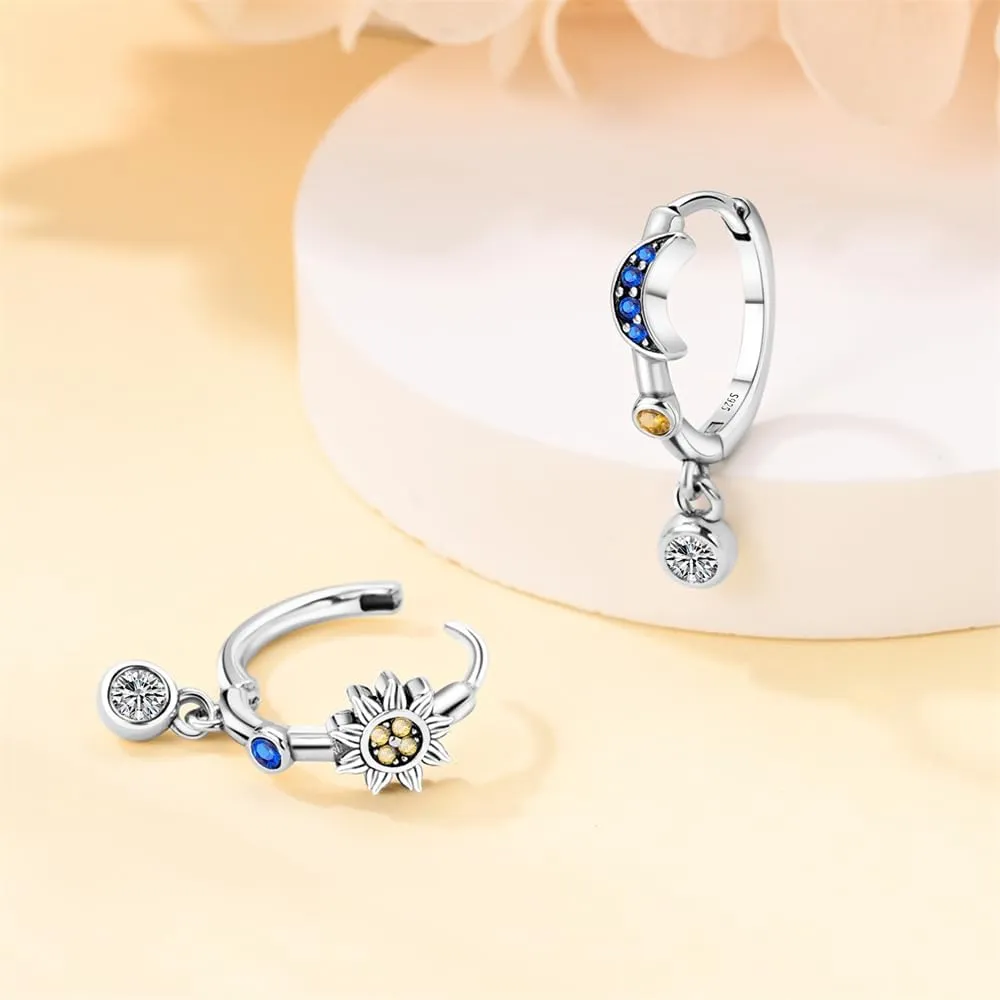 Cycuff 925 Sterling Silver Hoop Earrings Colorful Cubic Zirconia Jewelry Drop Earrings for Women Set Earring Gifts for Her