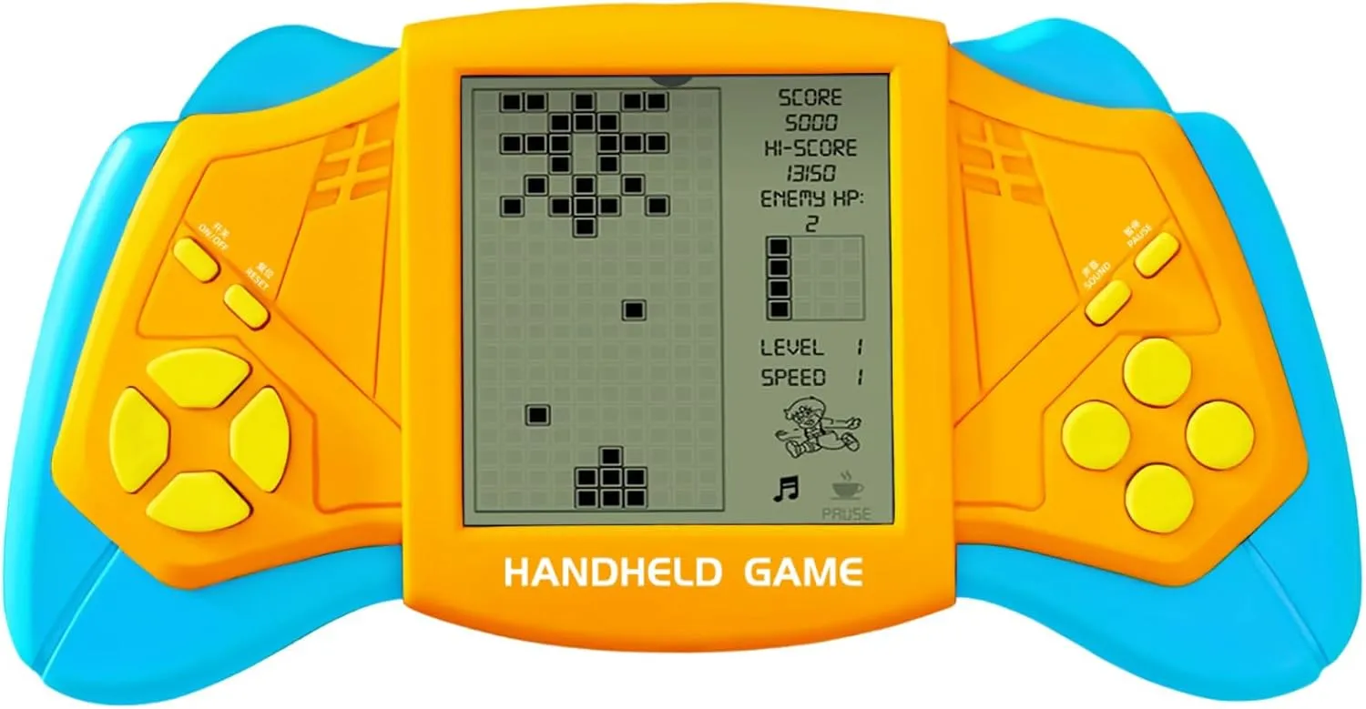 CZT Creative Brick Game Console Cool Wing Appearance Build in 2574 in 1 Block Games Handheld Game Machine Retro Portable Electronic Game Puzzle Toys Children/Students (Yellow)