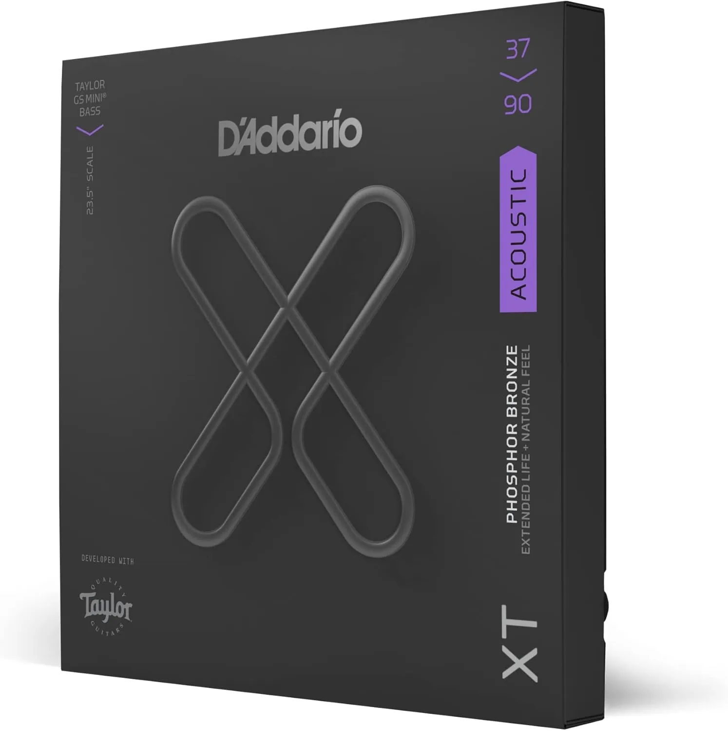 D'Addario Coated Acoustic Bass Guitar Strings - XTB3790GS - XT Bass Phosphor Bronze, Custom Light, GS Mini®, 37-90
