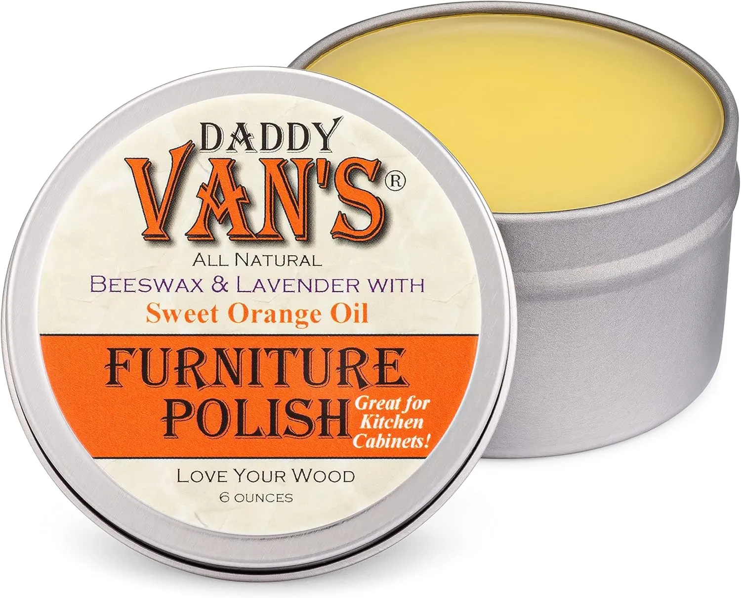 Daddy Van's Beeswax Furniture Polish – Natural Wood Polish with Lavender & Sweet Orange Oil – Non-Toxic, Chemical-Free, Eco-Friendly Wood Conditioner – Safe for Kids & Pets – 6 oz