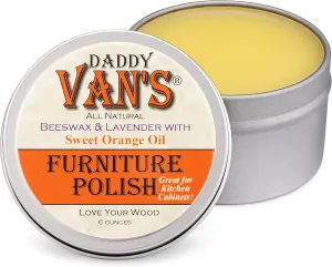 Daddy Van's Beeswax Furniture Polish – Natural Wood Polish with Lavender & Sweet Orange Oil – Non-Toxic, Chemical-Free, Eco-Friendly Wood Conditioner – Safe for Kids & Pets – 6 oz
