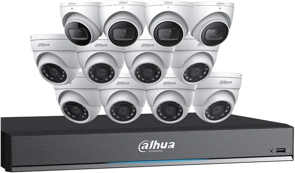 Dahua HDCVI Kit: 16-Ch, 4K Penta-Brid DVR   8 x 5MP Security Camera, White (C7168E124)