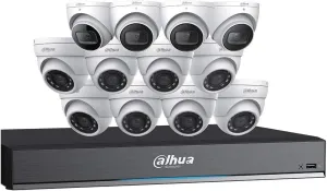 Dahua HDCVI Kit: 16-Ch, 4K Penta-Brid DVR   8 x 5MP Security Camera, White (C7168E124)
