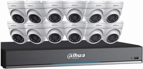 Dahua HDCVI Kit: 16-Ch, 4K Penta-Brid DVR   12 x 5MP Security Camera, White (C7165E124)