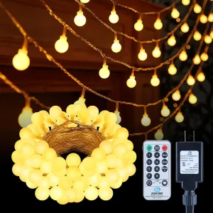 Dailyart Globe String Lights, 200Led 75FT Waterproof Fairy Lights Plug in 8 Modes with Remote Control, Brightness Adjustable &Timing String Lights Indoor Outdoor, Fairy Lights for Bedroom, Warm White