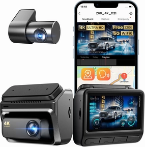 DDPAI 4K Dash Cam Front and Rear, 2160P 1080P Dash Camera for Cars, up to 15MB/s 5GHz WiFi6 Dashcam with 32G eMMC, GPS, Night Vision, 3" IPS WDR ADAS 20 Days Parking Mode Loop Recording G-Sensor, Z60