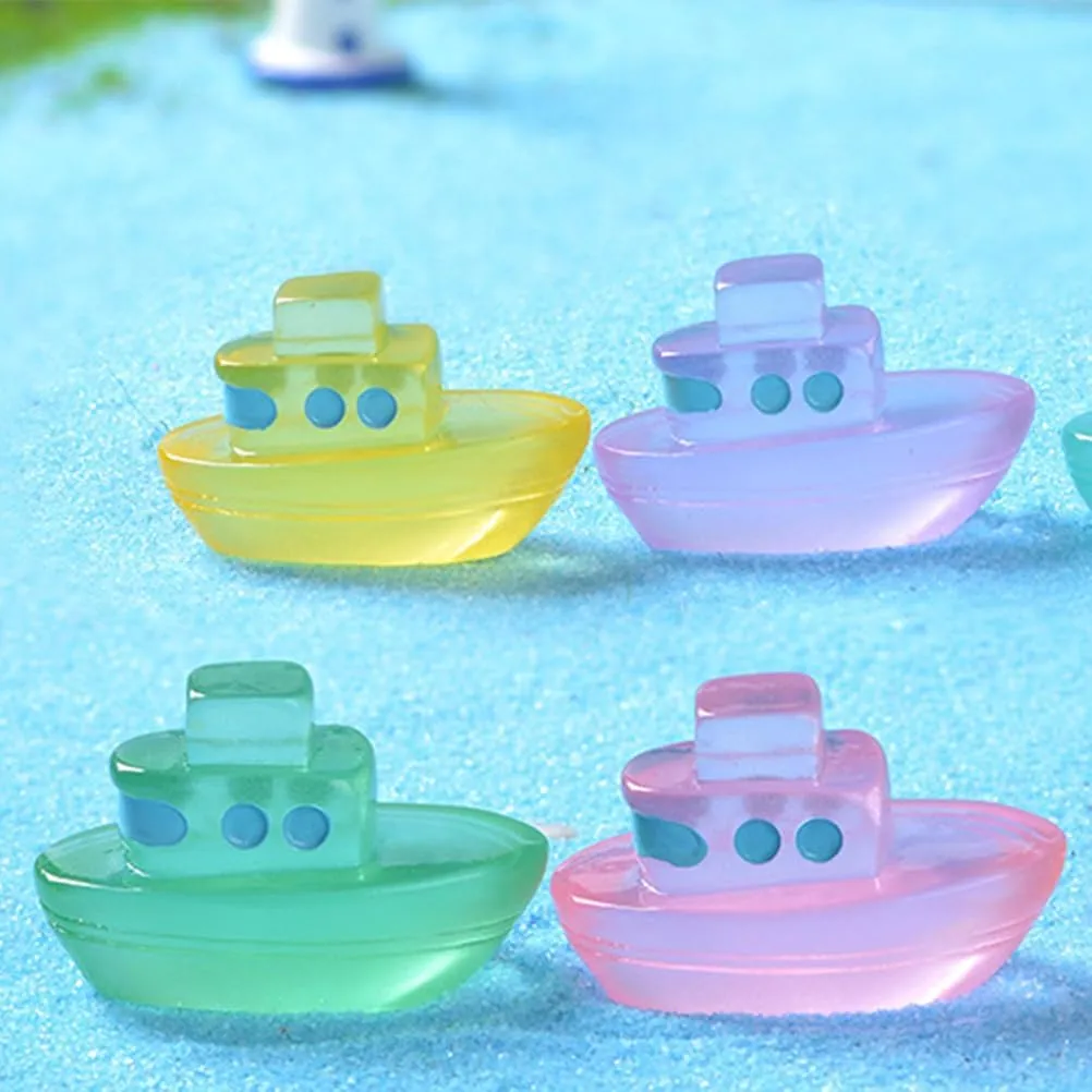 Decor 30 Pcs Resin Crafts Accessories Tiny Boat Ornaments Double Layer Miniature Landscaping Boat Supplies Suite Decorate Desktop Model Rural Crafts Miniature Boats