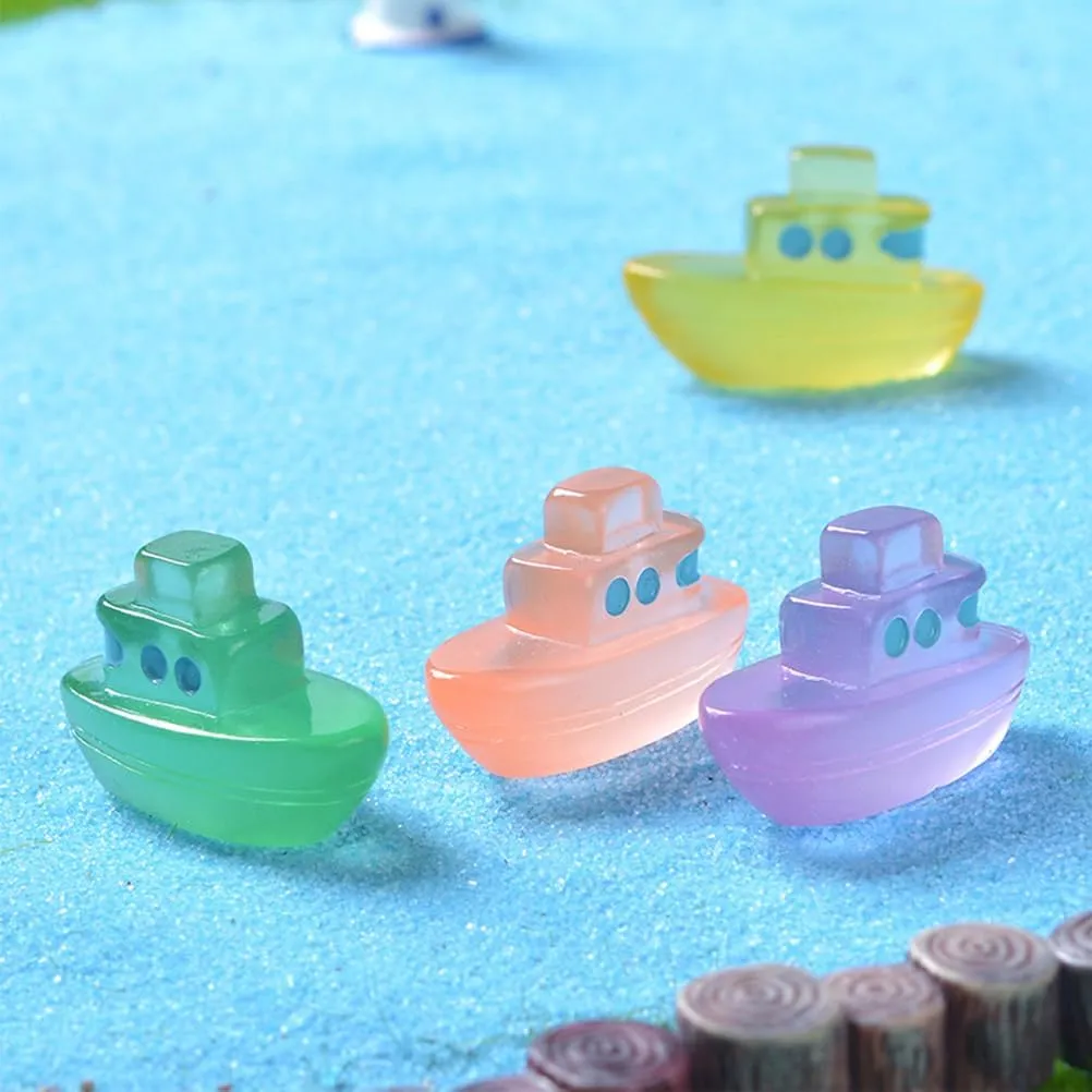 Decor 30 Pcs Resin Crafts Accessories Tiny Boat Ornaments Double Layer Miniature Landscaping Boat Supplies Suite Decorate Desktop Model Rural Crafts Miniature Boats
