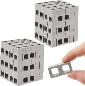 Deekin 100 Pcs Mini Cinder Blocks 1/12 Scale Mini Bricks Miniature Building Blocks for Dollhouse Accessories DIY Construction Toys Supplies