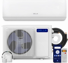 DELLA Motto Series 12000 BTU Wifi Enabled Mini Split 20 SEER2 Cools Up to 550 Sq.Ft, 110-120V, Works with Alexa, Air Conditioner & Heater with 1 Ton Pre-Charged Heat Pump