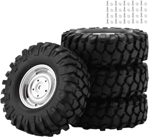 Demeras RC Wheel Tire Rubber Wheel Tyres with Hubs for 1/10 Scale RC Crawler Off Road Truck Car 4Pcs, car Model Accessories