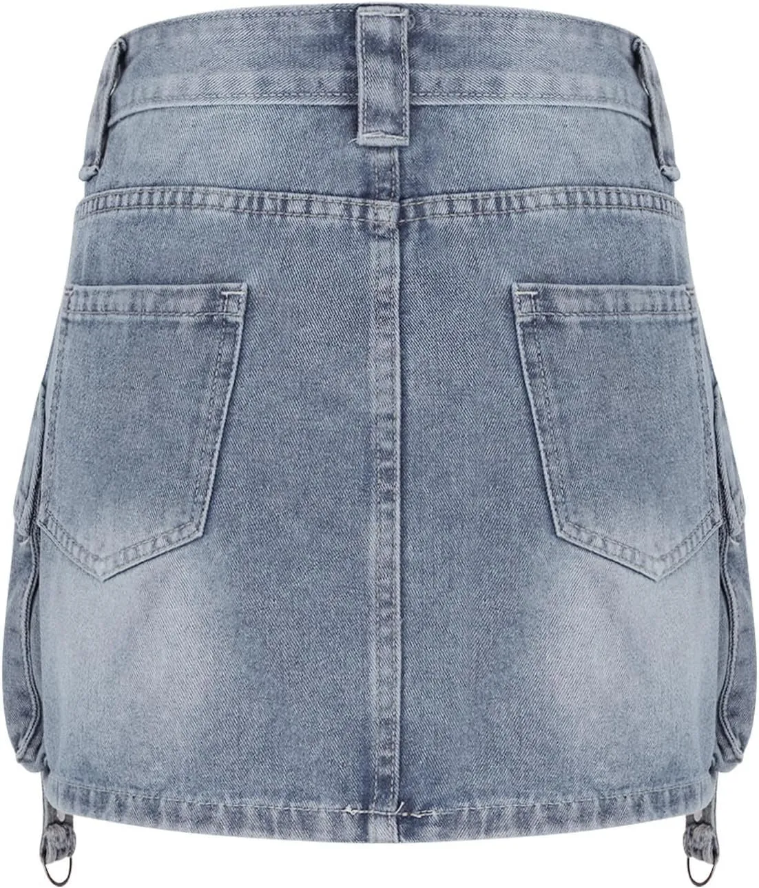 Denim Skort Skirts for Women Casual Mini Jean Skirt Stretch Low Waisted Zip Fly Cargo Denim Skirt Streetwear