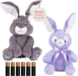 Dimple Milo and Bella Stuffed Bunny Toy Set - Interactive Baby Bunny w/Peek-a-Boo and Singing Songs - Baby Easter Gifts for Kids, Boys, Girls- Baby Plush Toy for Ages 0 and Up, Battery Included