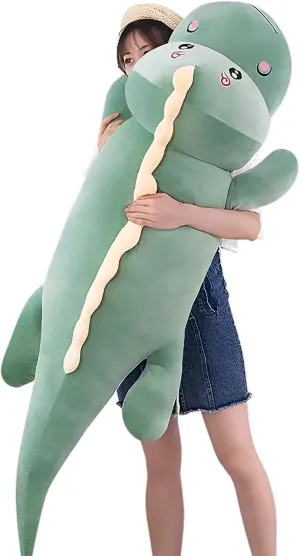Dinosaur Plush Toy Pillow, Soft Lumbar Back Cushion Big Dinosaur Plushies Stuffed Toy Cute Pillows, Great Gift for Kids Birthday, Valentine (Green,39.3in)