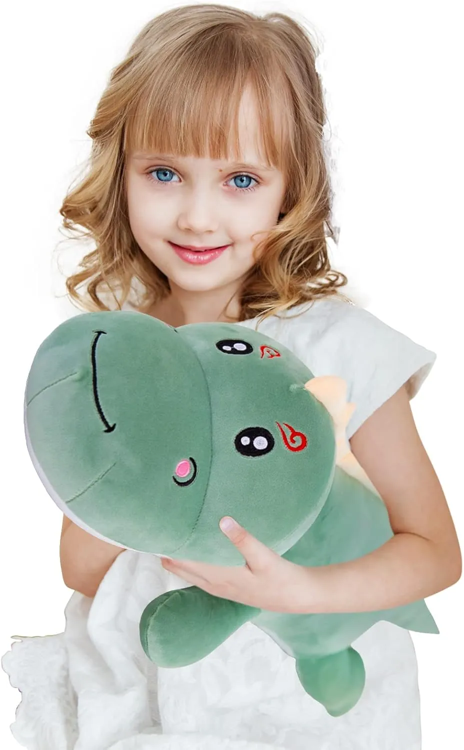 Dinosaur Plush Toy Pillow, Soft Lumbar Back Cushion Big Dinosaur Plushies Stuffed Toy Cute Pillows, Great Gift for Kids Birthday, Valentine (Green,39.3in)