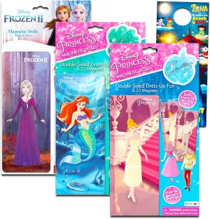 Disney 25 Piece Magnetic Creations - Bundle with 3 Dress Up Magnetic Dolls Including Ariel, Frozen 2, and Cinderella | Magnetic Doll Dress Up Kit