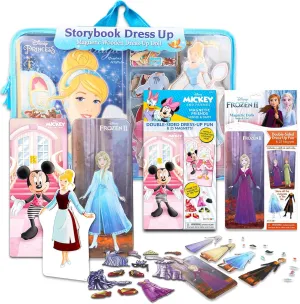 Disney Princess Magnetic Dress Up Doll Playsets for Girls - Dress Up Doll Bundle with Wooden Dolls Including Anna, Cinderella, Minnie Mouse | Disney Playsets for Girls