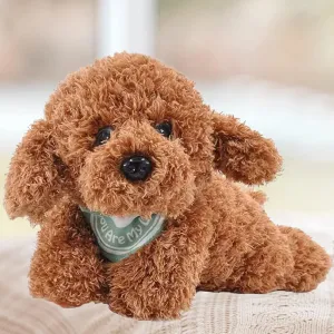 Dog Stuffed Animal, Golden Doodle Puppy Plush Toy with Realist Weighted Soft Dog Stuffed Gift for Kids，11 inches (Brown Color)