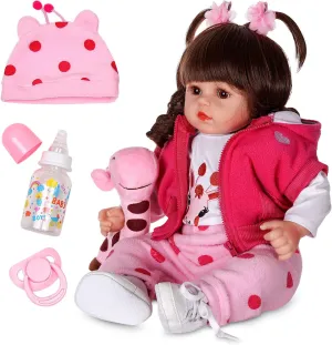 DOLLHOOD Reborn Baby Dolls - 18-Inch Realistic Baby Doll with Complete Baby Doll Accessories - Lifelike, Soft Newborn Girl Doll with 360° Movable Arms and Legs. Includes Birth Certificate