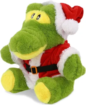 DolliBu Santa Alligator Stuffed Animal Plush Toy - Eco-Friendly Wild Animal Dress Up with Red Santa Claus Outfit, Perfect Holiday with Name Personalization - 9 Inches