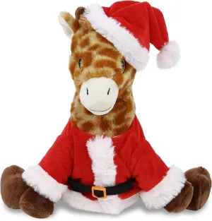 DolliBu Santa Giraffe Stuffed Animal Plush Toy - Eco-Friendly Wild Animal Dress Up with Red Santa Claus Outfit, Perfect Holiday with Name Personalization - 10 Inches