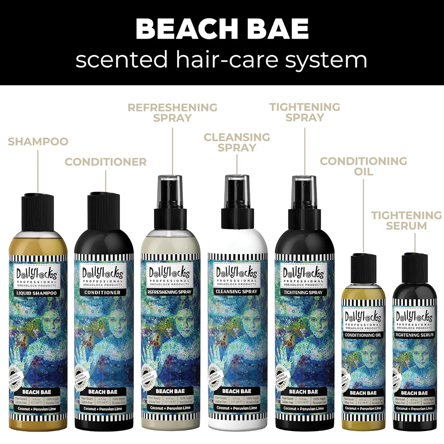 Dollylocks Conditioner – Dreadlock Moisturizer & Loc Conditioner for Dreads, Plant-Based, Residue Free & Vegan (Beach Bae Scent, 8oz)