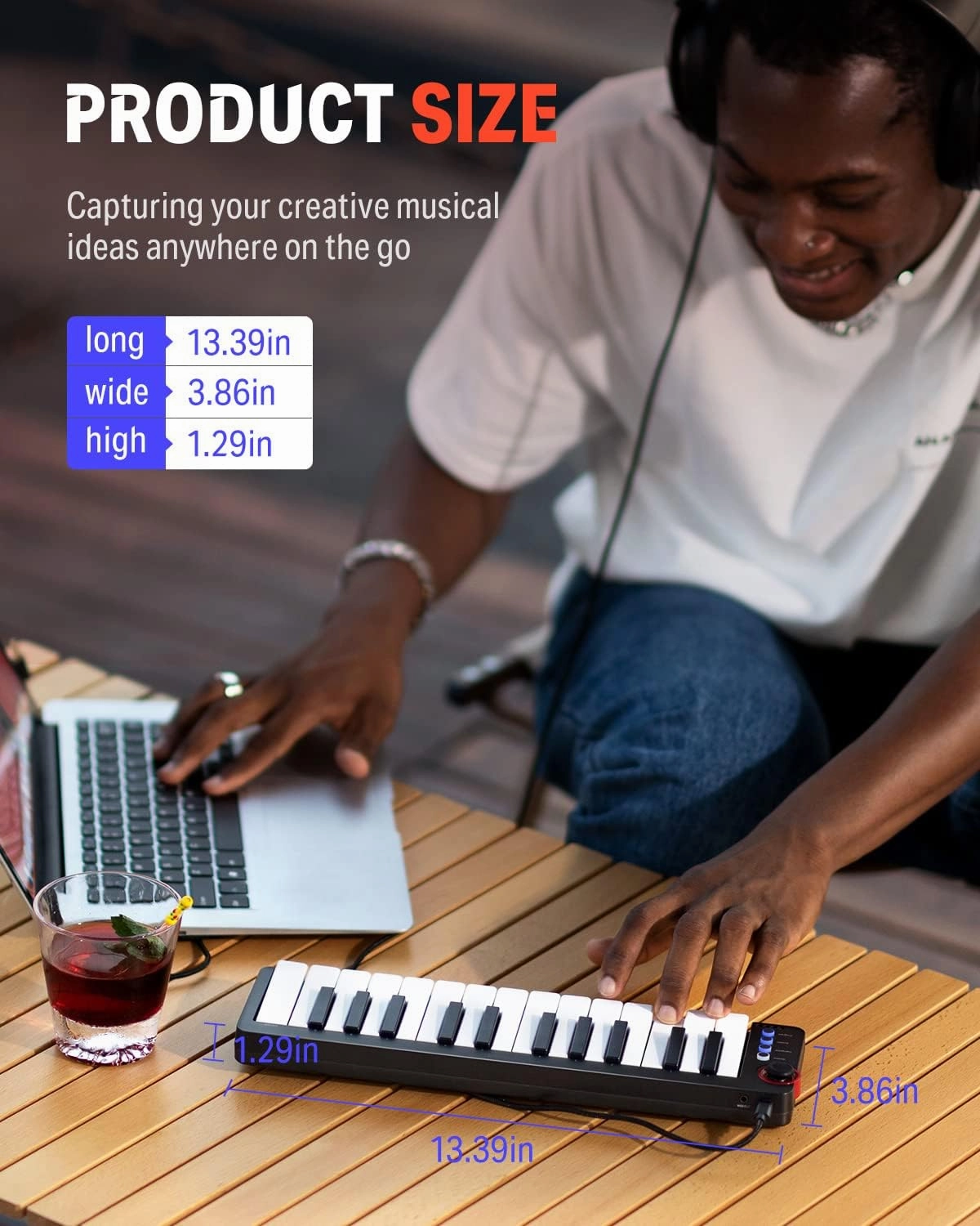 Donner Mini MIDI Keyboard, N-25 25 Key MIDI Controller for Beginner with Velocity-Sensitive Mini Keys&Light-up Rocker&Music Production Software, Small Controlador MIDI with 40 Teaching Courses