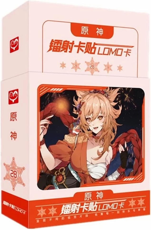 DoubleChin Genshin Impact Mini Postcard Cards Set - 28 Piece Laser and Lomo Card Set