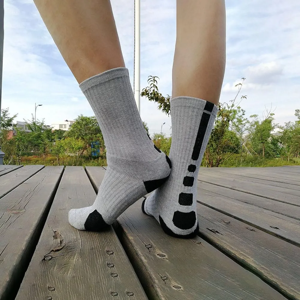 DRASEX Men's Sports Cushioned Athletic Crew Socks 4-Pack Performance Elite Basketball Thick Outdoor Socks