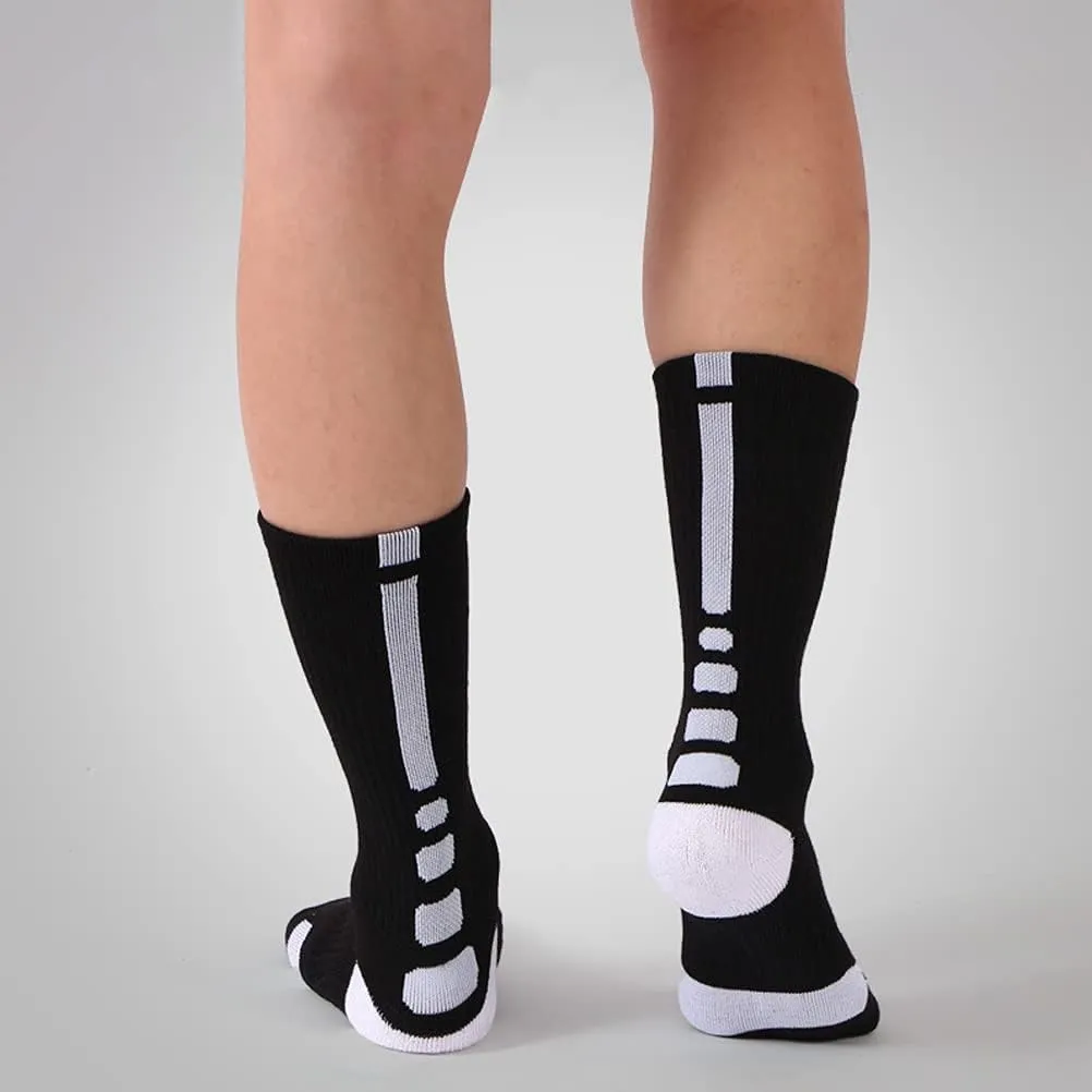 DRASEX Men's Sports Cushioned Athletic Crew Socks 4-Pack Performance Elite Basketball Thick Outdoor Socks
