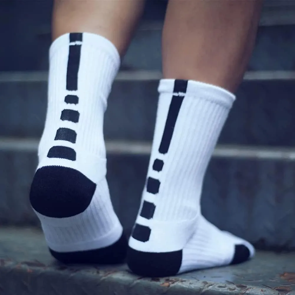 DRASEX Men's Sports Cushioned Athletic Crew Socks 4-Pack Performance Elite Basketball Thick Outdoor Socks