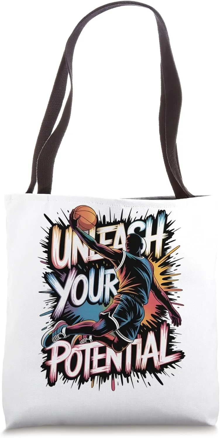 Drip Basketball | Unleash Your Potential Slam Dunk Colorful Tote Bag