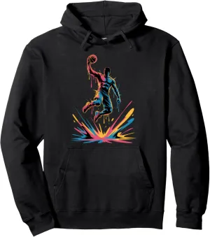 Drip Dunk Art | Urban Basketball Cool Silhouette Colorful Pullover Hoodie