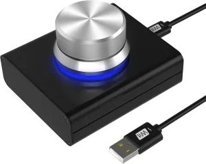 DROK USB Volume Control Knob - Computer Speaker External Volume Control with 1-Key Mute Function, Programmable, Compatible for PC/Mac/Android