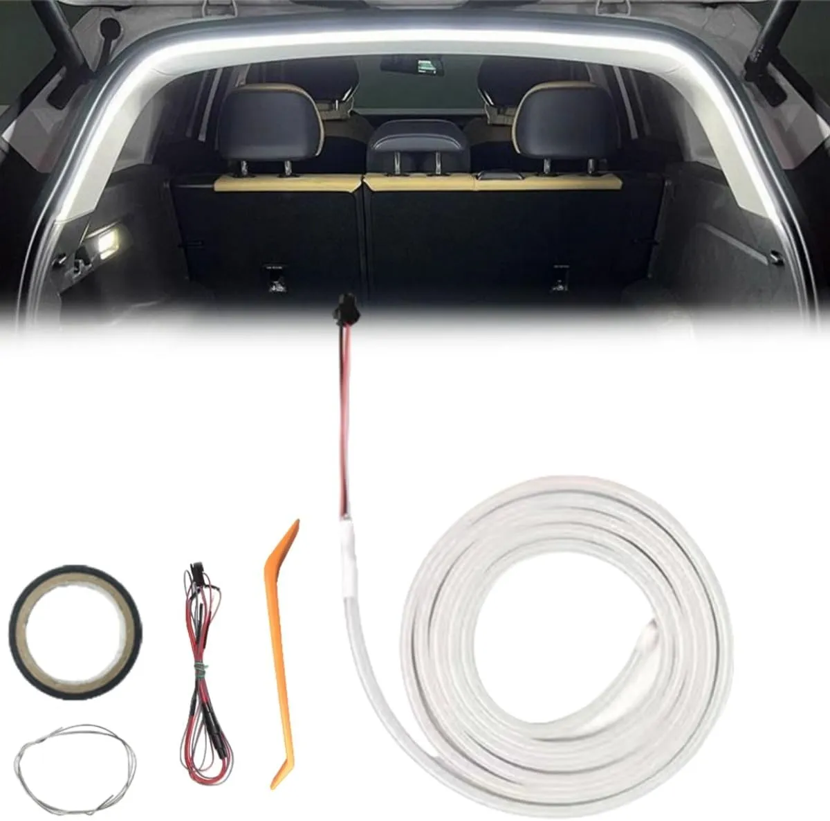 Dynamic Flowing Car Trunk Light Strip - 2025 New Car Trunk Light Strip with Installation Tools, Led Strip Lights for Cars Trunk Cargo Area or Interior Illumination Decoration (White, 4m)