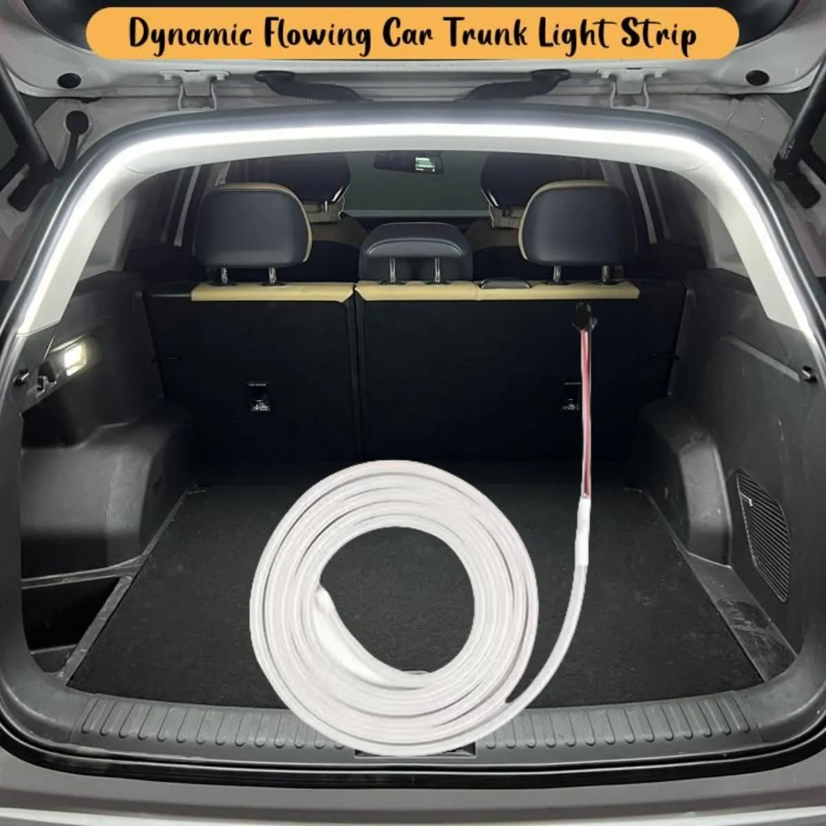 Dynamic Flowing Car Trunk Light Strip - 2025 New Car Trunk Light Strip with Installation Tools, Led Strip Lights for Cars Trunk Cargo Area or Interior Illumination Decoration (White, 4m)