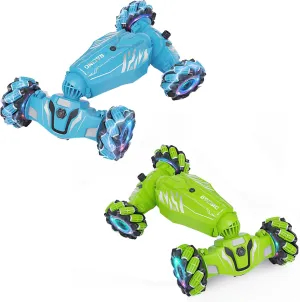 Dysaim Gesture Sensing RC Stunt Car, Toys Birthday Gifts for Boys Girls Ages 6-12, 4WD, 360° Rotate Transform Drift RC Cars with Lights Music Sprayer, 2.4Ghz Hand Controlled, 2 Pack