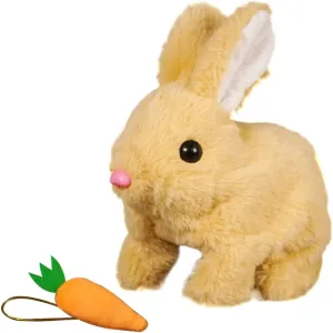 Easter Basket Stuffer Realistic Bunny Toy, My Realistic Bunny Toy, Easter Plush Stuffed Bunnies Can Walk and Talk, Vitality Bliss Bunnies, with Sounds and Movements (Yellow)