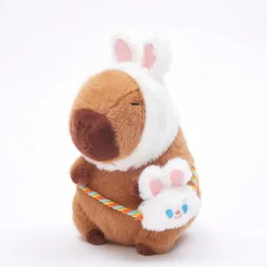 Easter Bunny Capybara Plush Toy with Squeaky Bunny Bag, Capybara Stuffed Animal,Capybara Plush Toy, Capybara Birthday Decorations,Cute Capybara Plush Toy for Girls and Boys