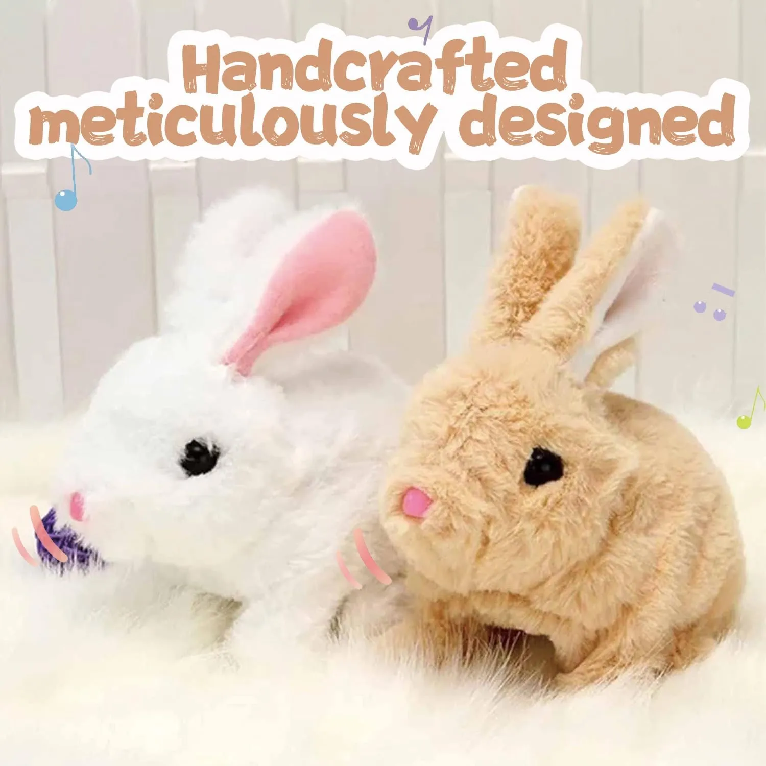 Easter My Realistic Bunny Toy,Interactive Realistic Bunny - Jumping,Twitching and Shaking Ears (Brown)