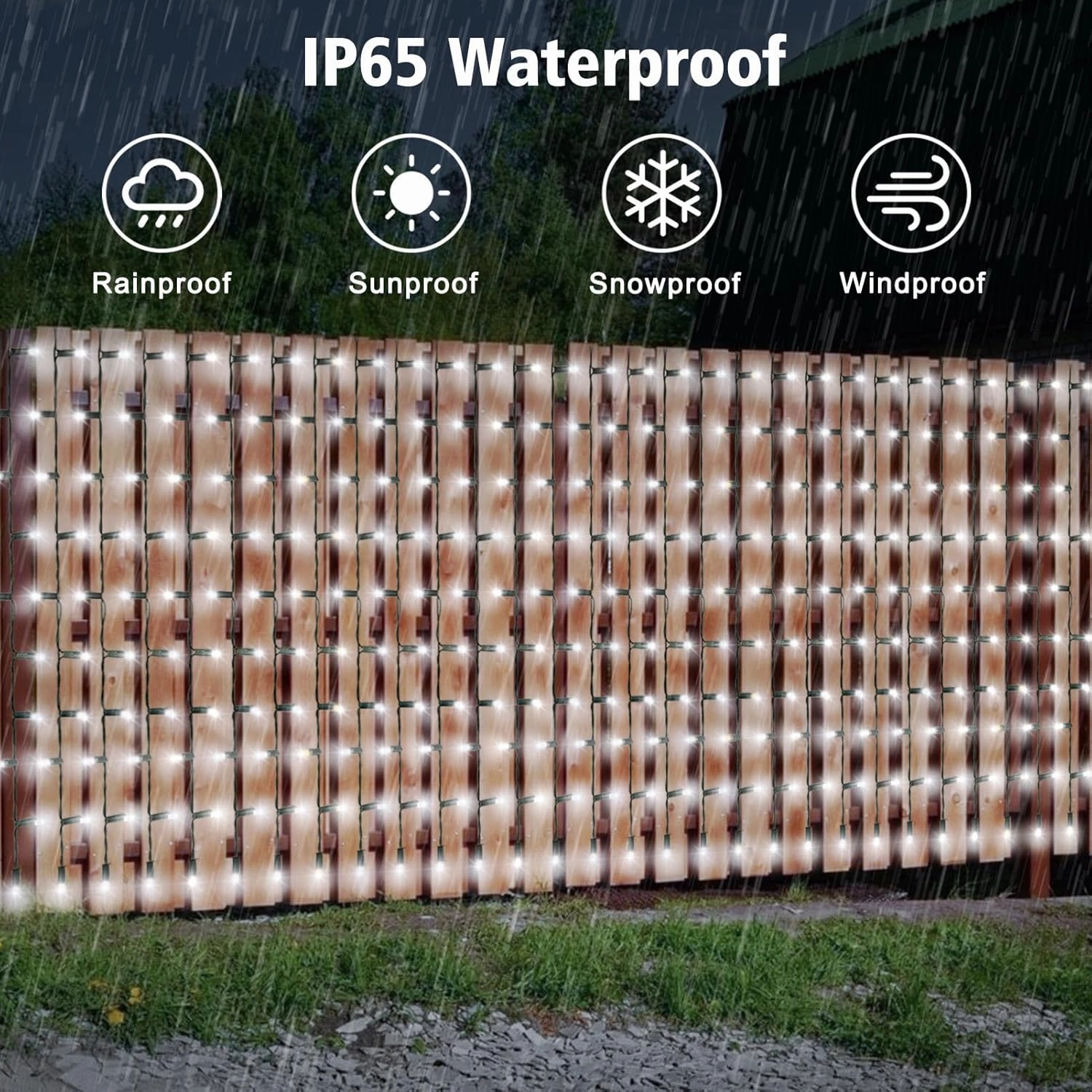 echosari Solar Powered Curtain Lights 33ftx 3ft 500 LED Outdoor Curtain Lights Waterproof with Timer 8 Modes for Christmas Garden Patio Fence Wedding Wall Window Gazebo Decor - Cool White